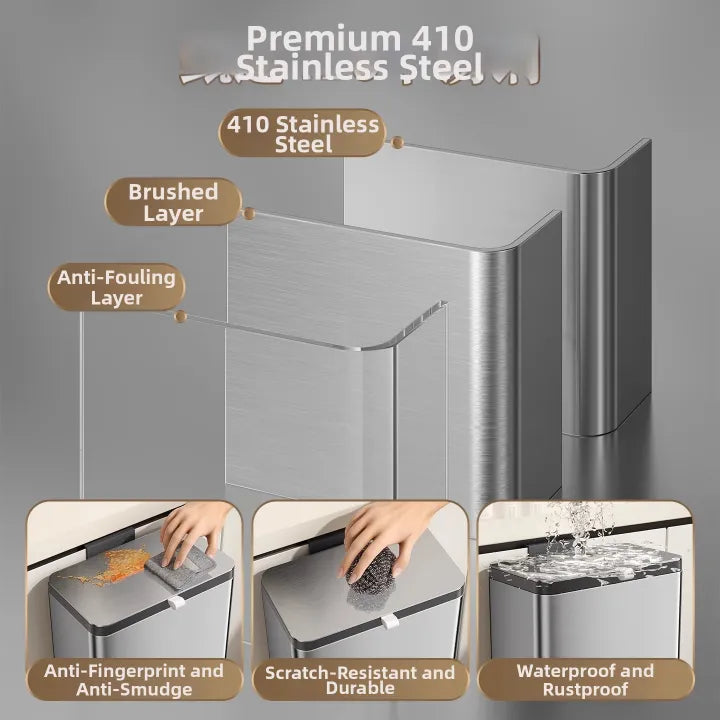 Stainless Steel Hanging Trash Can – Dual Opening Lid (3L / 8L) - My Store