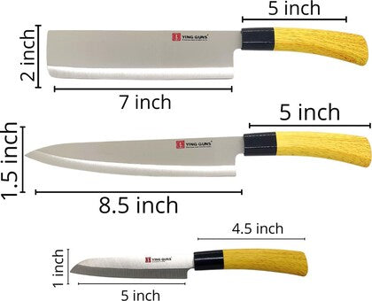 3 Pcs Ying Guns Japanese Knife Set – Premium Stainless Steel