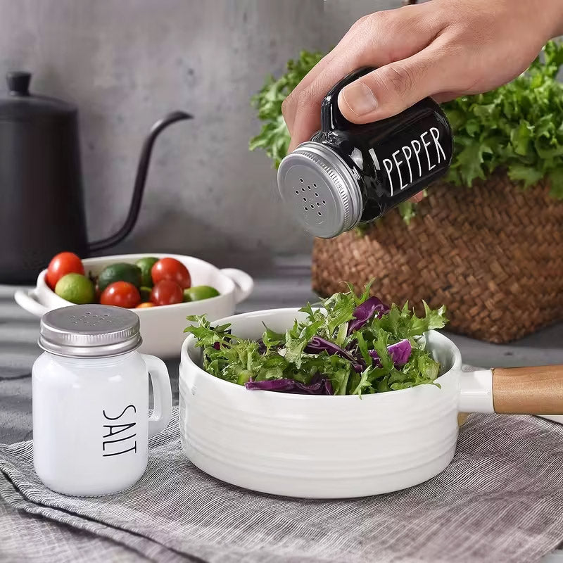 Black & White Mason Jar Salt & Pepper Shaker Set - My Store