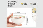 Japanese-Style Ceramic Bowl Set (Floral Design)