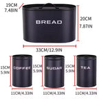 Vintage 4-Piece Kitchen Storage Set (Bread Box + Tea, Coffee & Sugar Canisters)