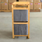Multi-Tier Bamboo Laundry Sorter with Shelf