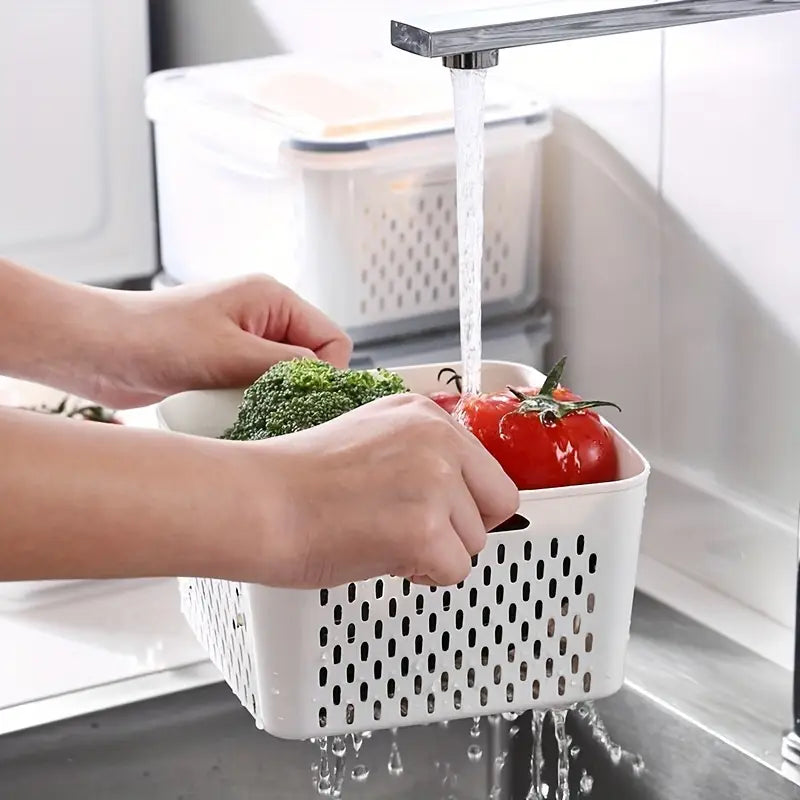 3-Piece Fresh-Keeping Fridge Organizer Set with Drain Baskets