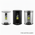 Stainless Steel Hydraulic Pedal Dustbin – 3 Colors (5L & 9L)