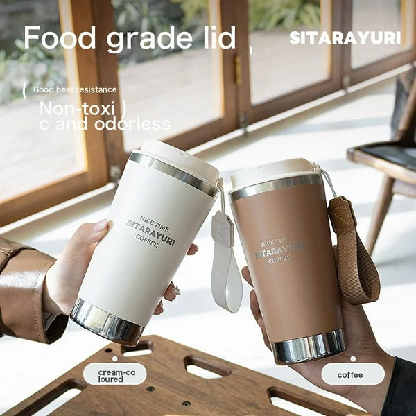 SITARAYURI Time Coffee Cup – 450ml Stainless Steel Travel Mug