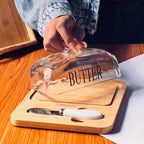 Glass Butter Dish with Bamboo Base & Knife - My Store