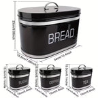 Vintage Black 4-Piece Kitchen Storage Set (Bread Box + Canisters)