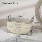 2-Tier Fluted Makeup Organizer with Drawers – Cream & Silver - My Store
