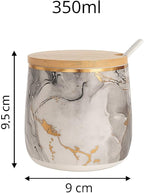Premium Grey Aurora Marble Ceramic Condiment Jar Set – 3 Pieces (350ml Each)