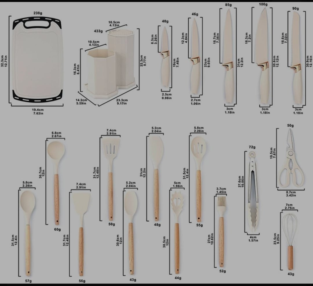 19 Piece Kitchenware Utensils & Knife Set - My Store