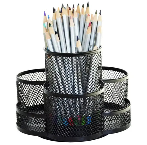360 Degree Rotating Pen Holder, Rotating Desktop Organizer, Mesh Desk Box Pencil Case