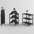 Foldable Kitchen Trolley 3-Layer - My Store