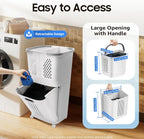 Rolling Laundry Trolley with 3-Basket