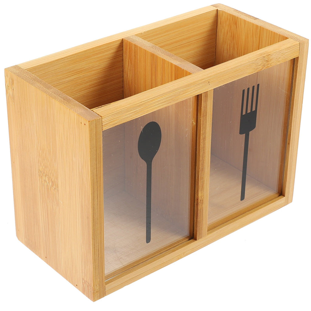 Bamboo Cutlery Holder Organizer