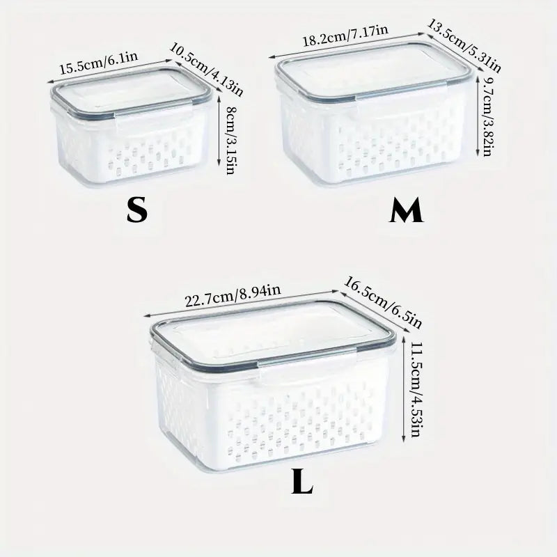 3-Piece Fresh-Keeping Fridge Organizer Set with Drain Baskets