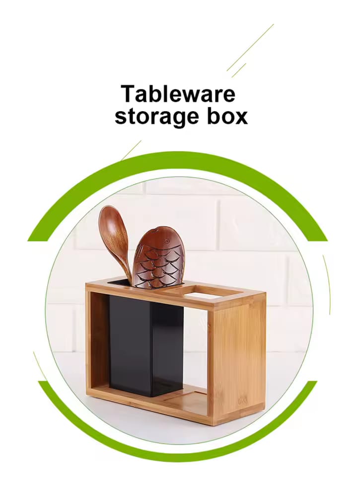 Bamboo Cutlery Holder Organizer