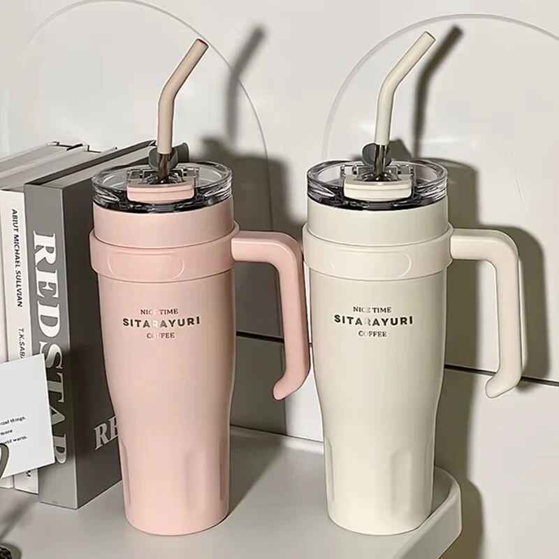 Sitarayuri Coffee Stainless Steel Vacuum Insulated Tumbler With Lid, Straw & Handle