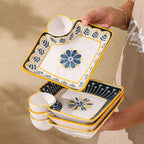 7-Inch Ceramic Dumpling Plate with Built-In Dipping Tray - My Store