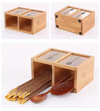 Bamboo Cutlery Holder Organizer