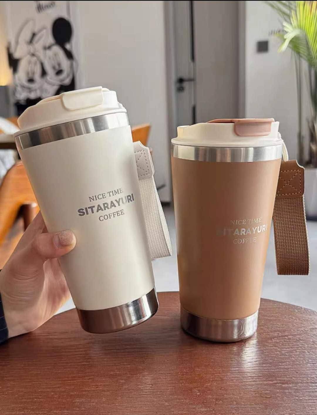 SITARAYURI Time Coffee Cup – 450ml Stainless Steel Travel Mug