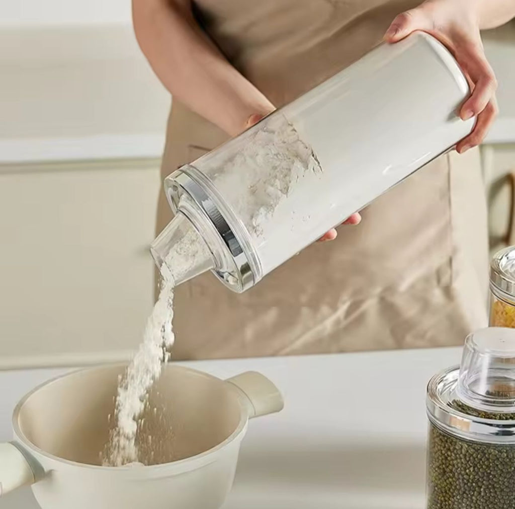 Premium Airtight Food Storage Canister with Measuring Cup Lid