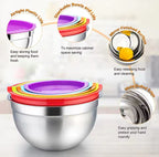 Set Of 5 Stainless Steel Mixing Bowl With Lid, - My Store