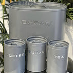 Vintage 4-Piece Kitchen Storage Set (Bread Box + Tea, Coffee & Sugar Canisters)