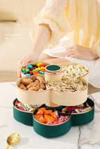 2 layer rotating dry fruit tray is a beautifully designed flower-shaped storage organizer