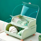 Multifunctional 2-Tier Dish Drying Rack with Dustproof Cover - My Store