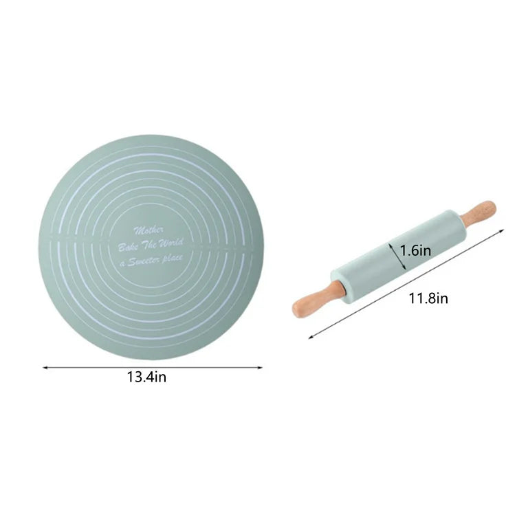 Non-Stick Silicone Dough Mat & Adjustable Rolling Pin Set - My Store