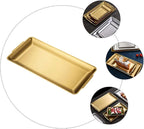 Golden Rectangle Serving Tray – Premium Stainless Steel