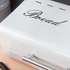Vintage Metal Bread Box – Retro Kitchen Storage (White)