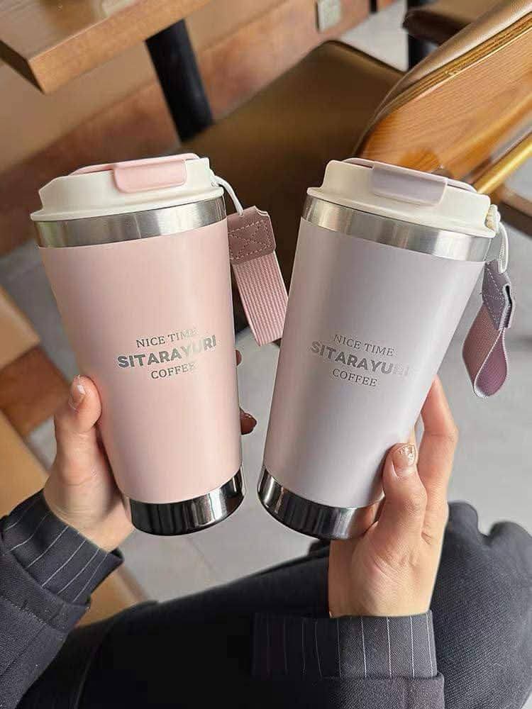 SITARAYURI Time Coffee Cup – 450ml Stainless Steel Travel Mug