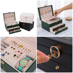 3-layer luxury Leather jewellery organizer with drawers