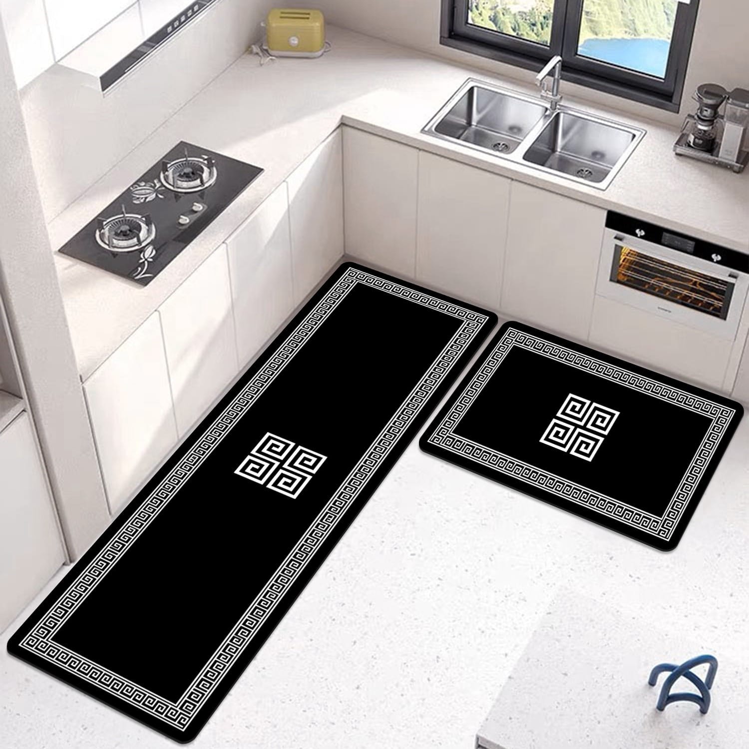 2-Piece Large Runner & Mat Set – Elegant Napa Leather Finish with Anti-Slip Base - My Store
