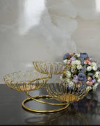 3-Tier Gold Lotus Wire Fruit Basket & Multi-Purpose Serving Stand