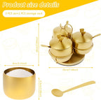 3 Pcs 304 Stainless Steel Sugar Container with Lid and Spoon, Gold Sugar Bowl Rotating Salt Jar Seasoning Can for Salt Spice Pepper