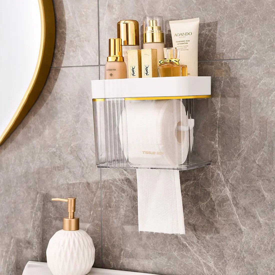 Punch-Free Waterproof Toilet Paper Holder Box