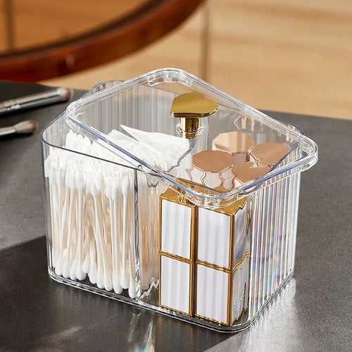 Acrylic Cotton Pad & Bud Organizer Box with Lid - My Store