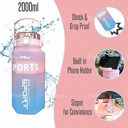 Set of 3 Sport Water Bottles with Straw – Modern Ombre Design - My Store