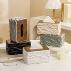 Minimalist Wave Pattern Tissue Box (Large Capacity)