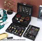 Premium Velvet Jewelry Organizer Box – 3 Layer with Lock - My Store