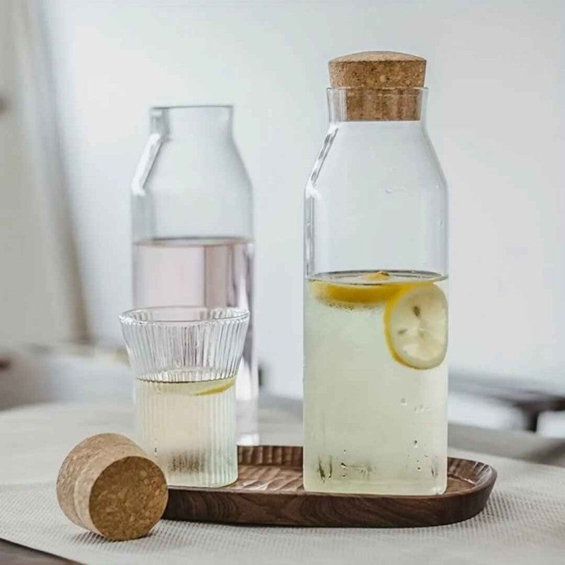 Premium Borosilicate Glass Jar Bottle with Wooden Cork