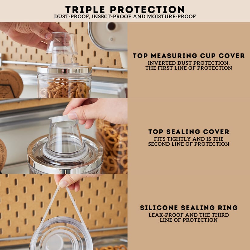 Premium Airtight Food Storage Canister with Measuring Cup Lid