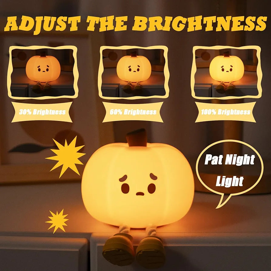 Sad Pumpkin Night Light, Cute Halloween Decor, Led Squishy Pumpkin Light