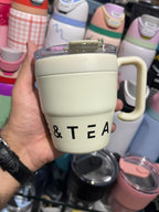 Korean Insulated Stainless Steel Coffe Mug With Straw, 460ml