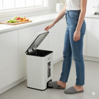 Stainless Steel Hydraulic Pedal Dustbin – White (8 Liter)