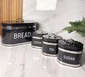 Vintage Black 4-Piece Kitchen Storage Set (Bread Box + Canisters)