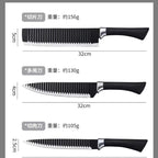 Black Wavy 6-Piece Stainless Steel Knife Set – Stylish & Durable
