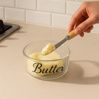 Glass Butter Dish with Wooden Knife - My Store